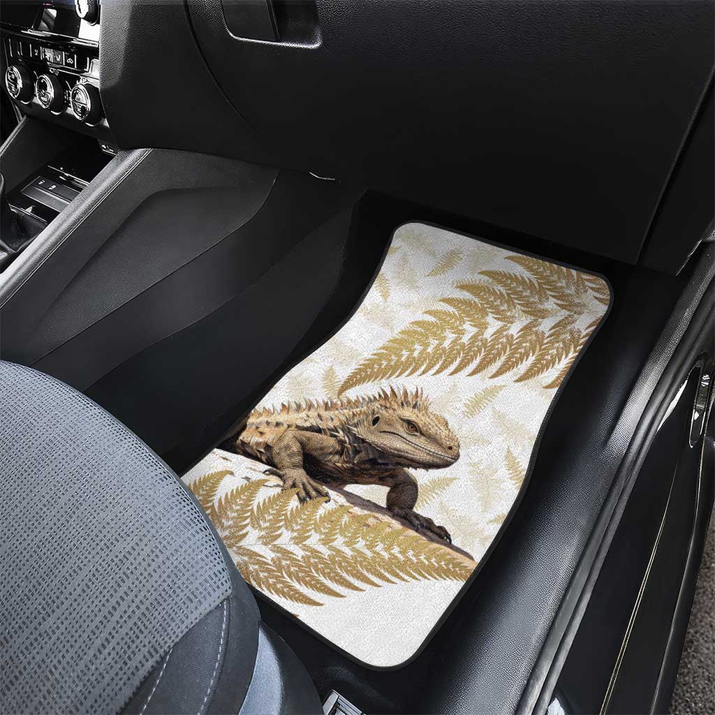 Gold New Zealand Tuatara Car Mats Aotearoa Sphenodon Punctatus Silver Fern