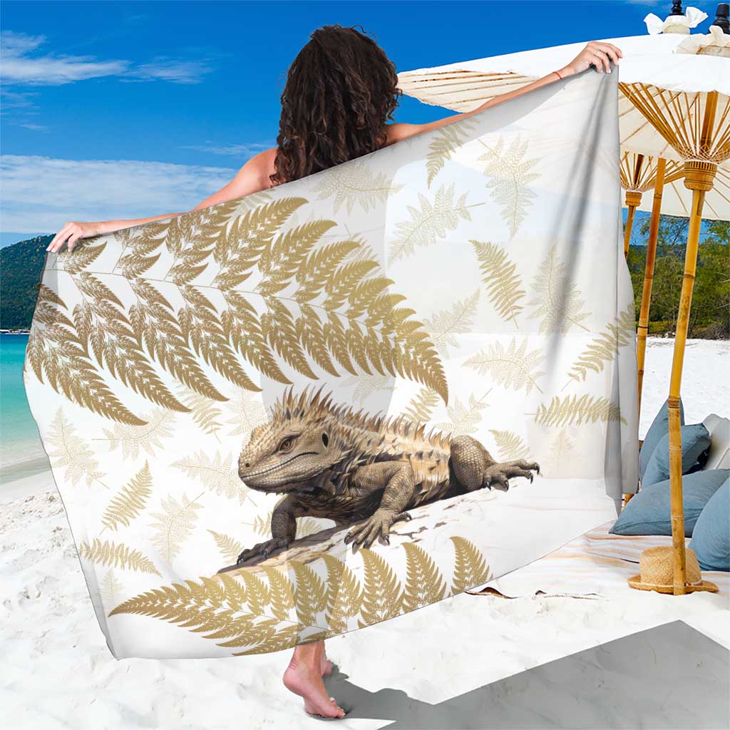 Gold New Zealand Tuatara Sarong Aotearoa Sphenodon Punctatus Silver Fern - Vibe Hoodie Shop