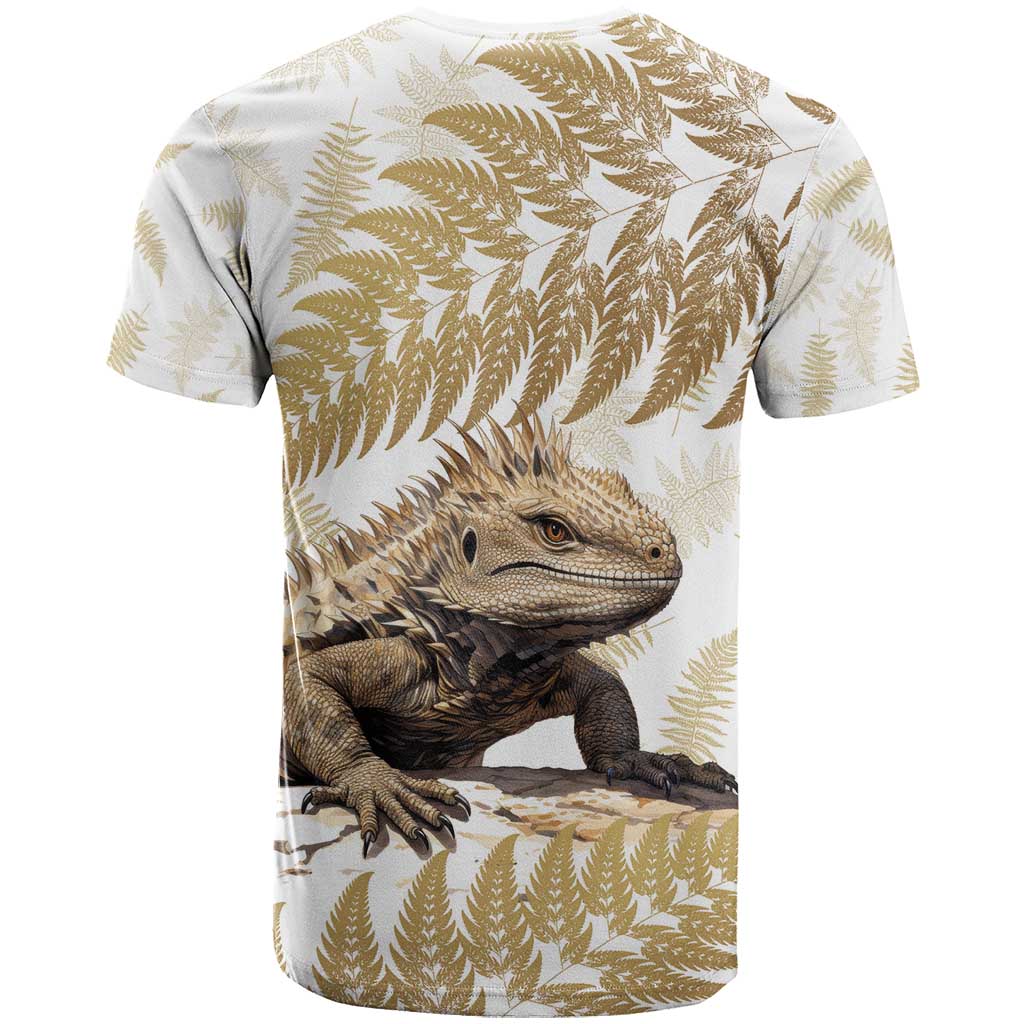 Gold New Zealand Tuatara T Shirt Aotearoa Sphenodon Punctatus Silver Fern - Vibe Hoodie Shop