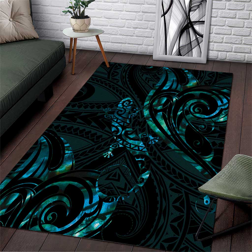 New Zealand Skink Area Rug Aotearoa Maori Mix Paua Shell - Vibe Hoodie Shop