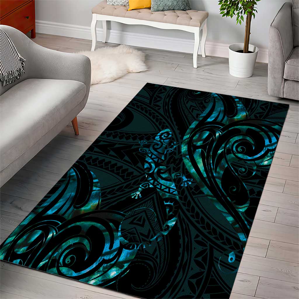 New Zealand Skink Area Rug Aotearoa Maori Mix Paua Shell - Vibe Hoodie Shop