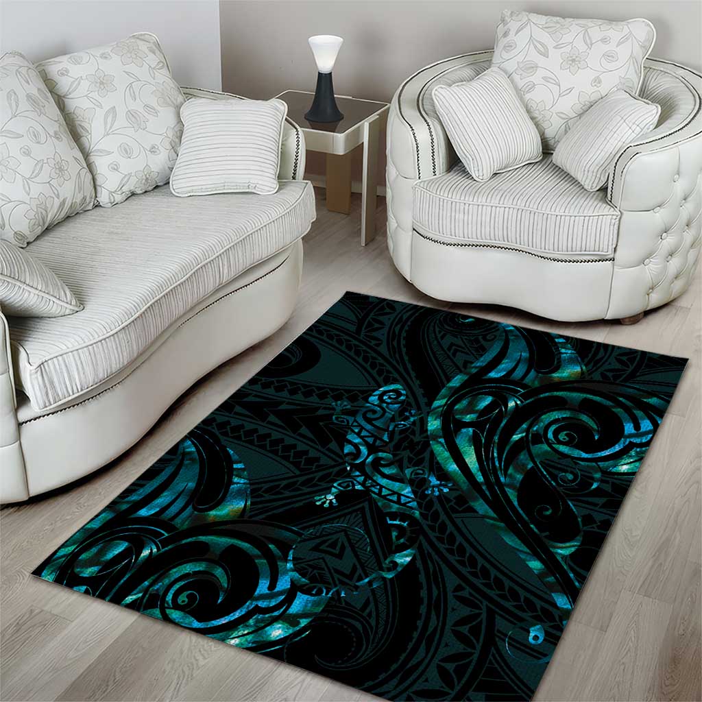 New Zealand Skink Area Rug Aotearoa Maori Mix Paua Shell - Vibe Hoodie Shop