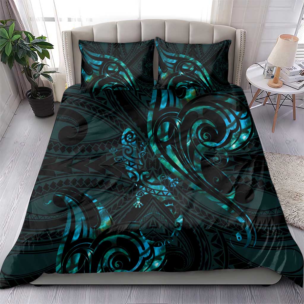 New Zealand Skink Bedding Set Aotearoa Maori Mix Paua Shell - Vibe Hoodie Shop