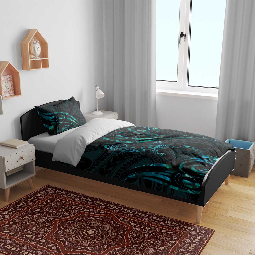 New Zealand Skink Bedding Set Aotearoa Maori Mix Paua Shell - Vibe Hoodie Shop