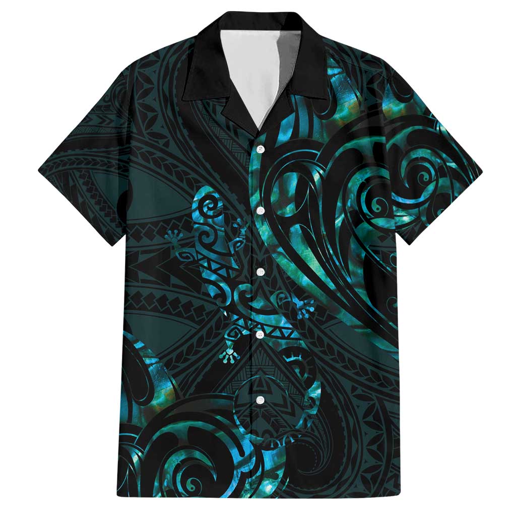 New Zealand Skink Hawaiian Shirt Aotearoa Maori Mix Paua Shell - Vibe Hoodie Shop