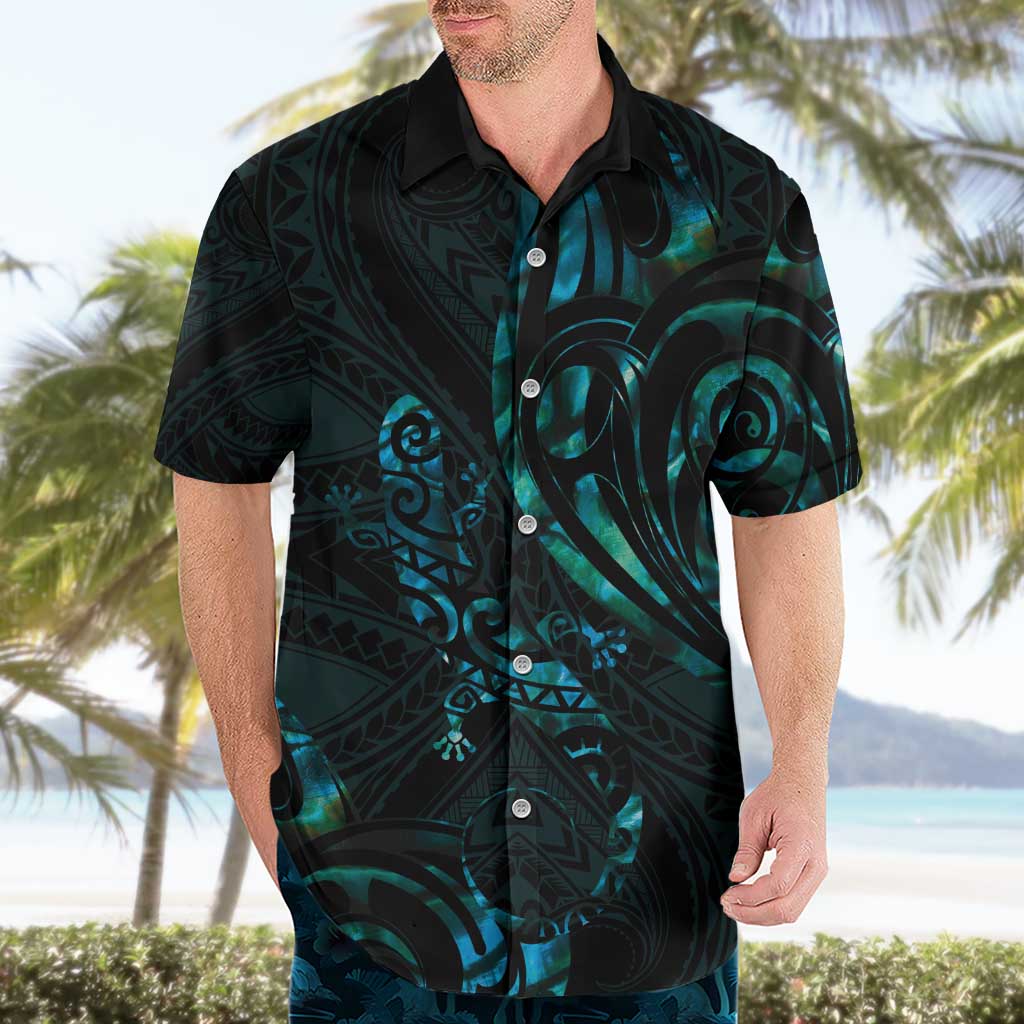 New Zealand Skink Hawaiian Shirt Aotearoa Maori Mix Paua Shell - Vibe Hoodie Shop