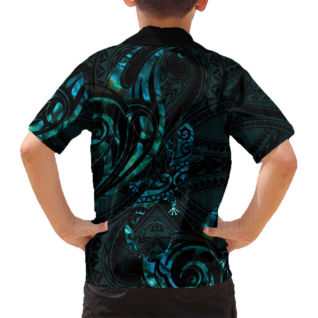 New Zealand Skink Hawaiian Shirt Aotearoa Maori Mix Paua Shell - Vibe Hoodie Shop