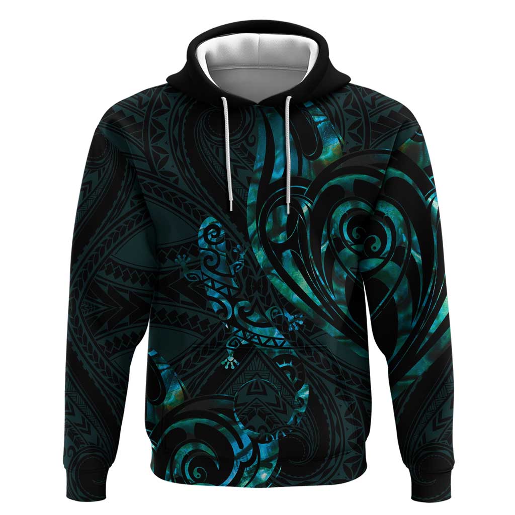 New Zealand Skink Hoodie Aotearoa Maori Mix Paua Shell - Vibe Hoodie Shop