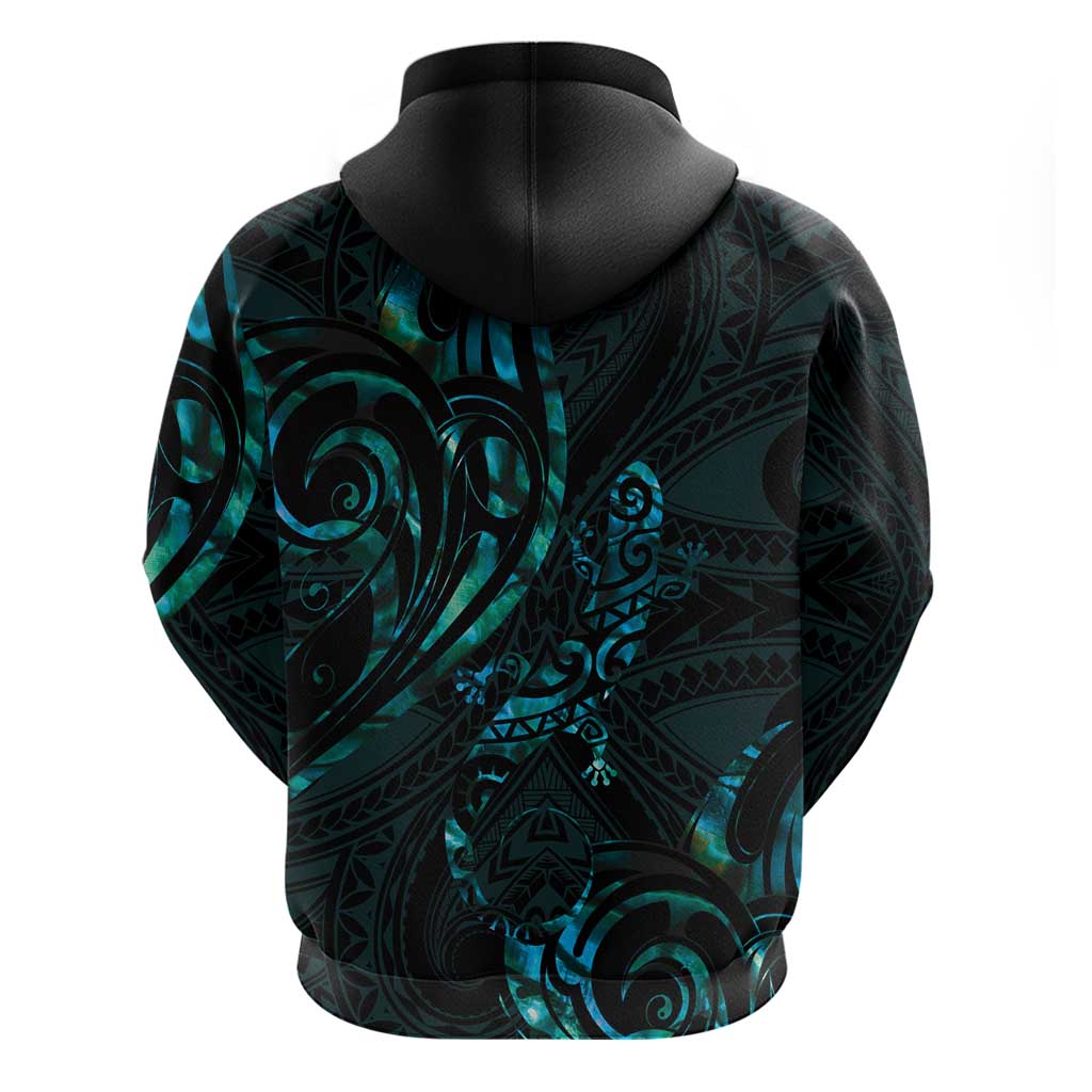 New Zealand Skink Hoodie Aotearoa Maori Mix Paua Shell - Vibe Hoodie Shop