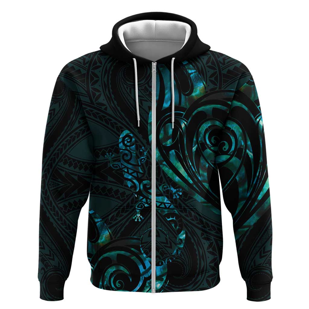 New Zealand Skink Hoodie Aotearoa Maori Mix Paua Shell - Vibe Hoodie Shop