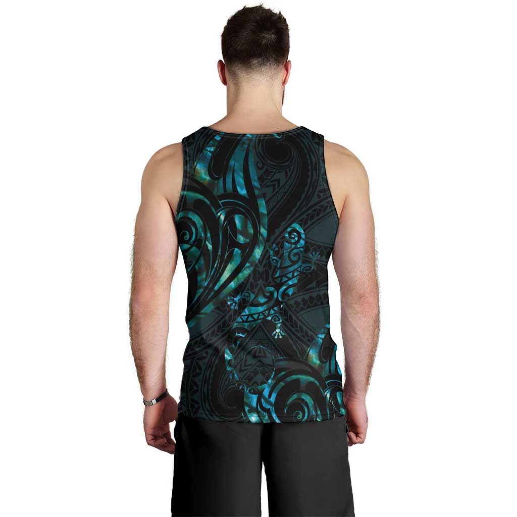 New Zealand Skink Men Tank Top Aotearoa Maori Mix Paua Shell - Vibe Hoodie Shop