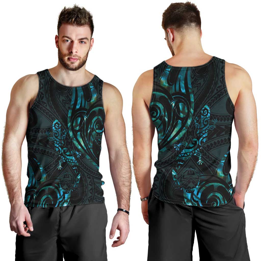 New Zealand Skink Men Tank Top Aotearoa Maori Mix Paua Shell - Vibe Hoodie Shop