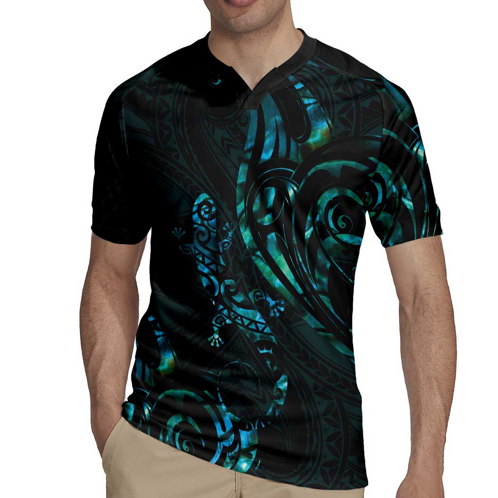 New Zealand Skink Rugby Jersey Aotearoa Maori Mix Paua Shell