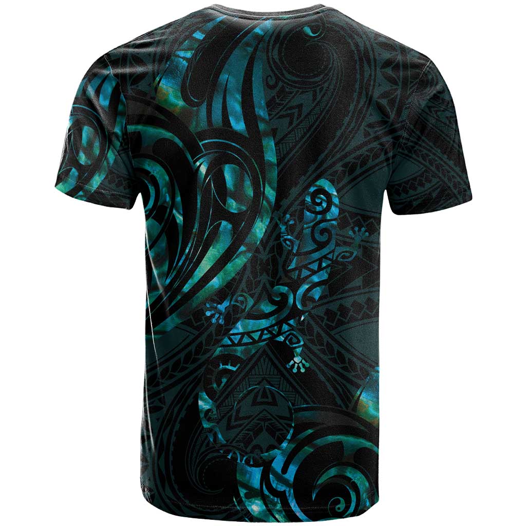 New Zealand Skink T Shirt Aotearoa Maori Mix Paua Shell - Vibe Hoodie Shop