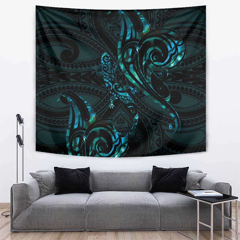 New Zealand Skink Tapestry Aotearoa Maori Mix Paua Shell - Vibe Hoodie Shop