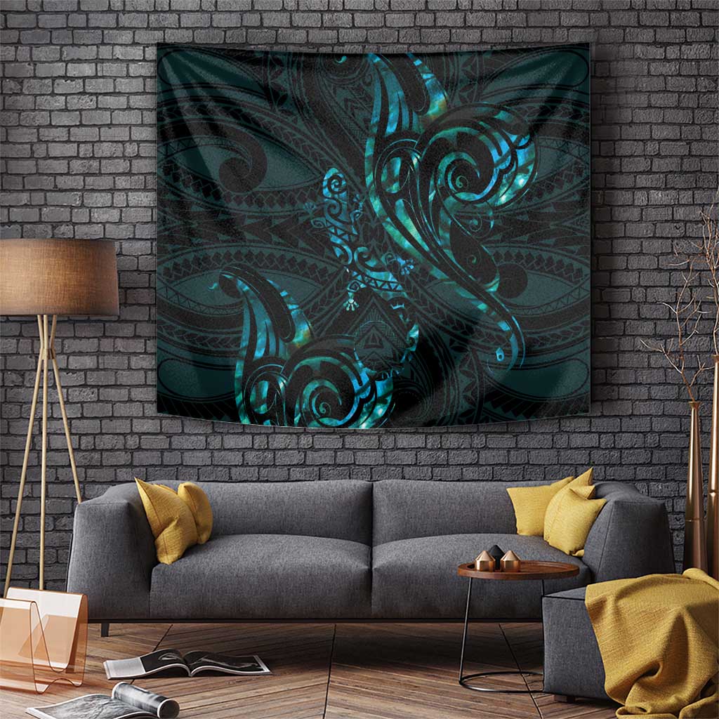 New Zealand Skink Tapestry Aotearoa Maori Mix Paua Shell - Vibe Hoodie Shop