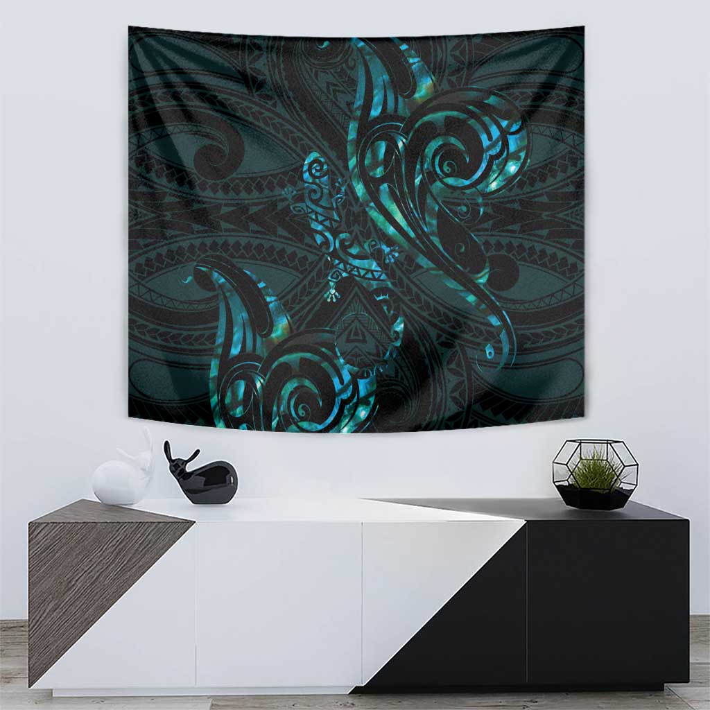 New Zealand Skink Tapestry Aotearoa Maori Mix Paua Shell - Vibe Hoodie Shop