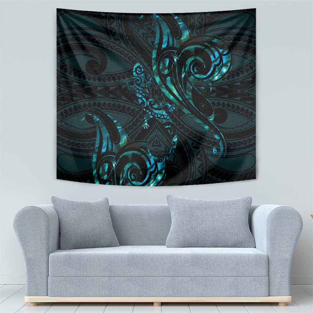 New Zealand Skink Tapestry Aotearoa Maori Mix Paua Shell - Vibe Hoodie Shop