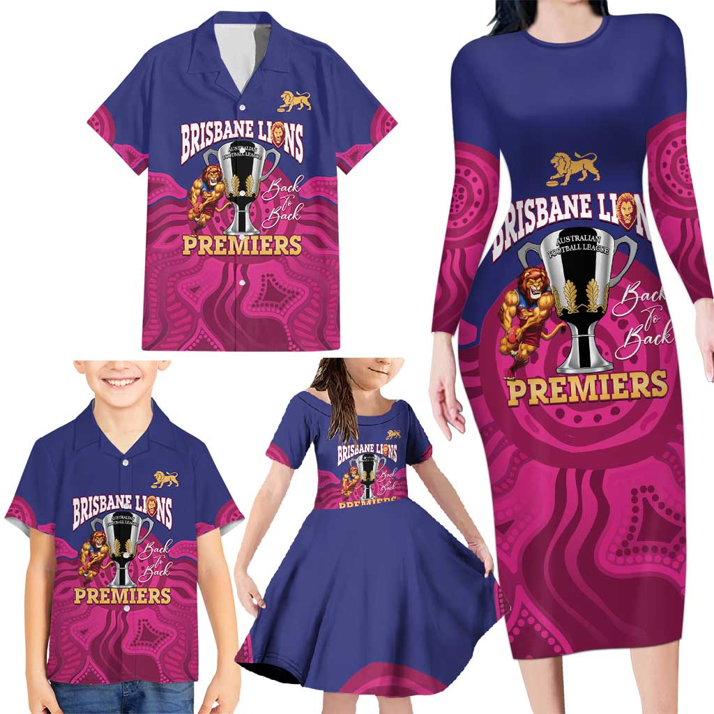 AFL Lions Football Custom Family Matching Long Sleeve Bodycon Dress and Hawaiian Shirt Brisbane Premiers Back To Back Proud - Vibe Hoodie