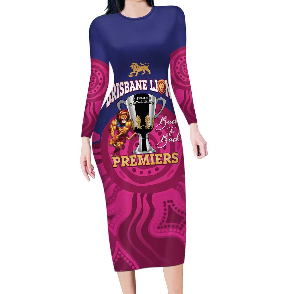 AFL Lions Football Custom Family Matching Long Sleeve Bodycon Dress and Hawaiian Shirt Brisbane Premiers Back To Back Proud - Vibe Hoodie
