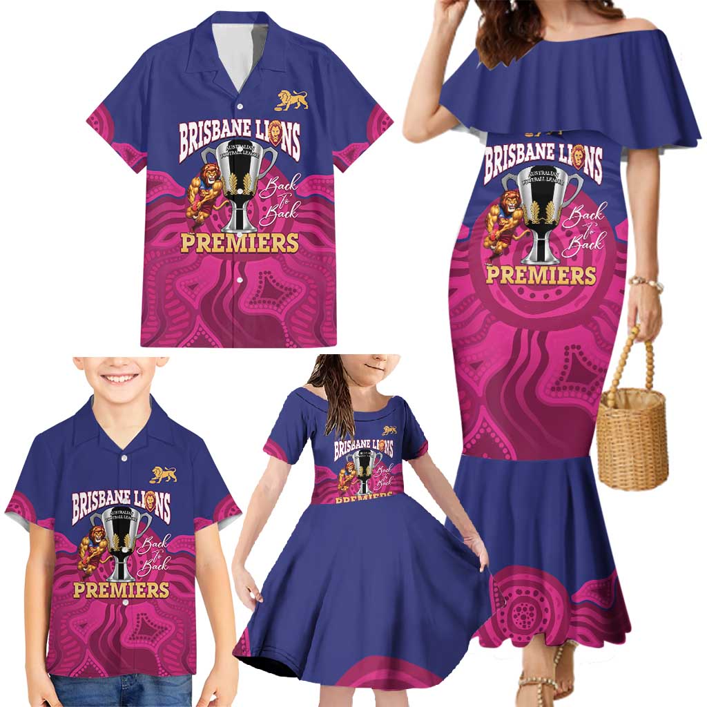 AFL Lions Football Custom Family Matching Mermaid Dress and Hawaiian Shirt Brisbane Premiers Back To Back Proud - Vibe Hoodie
