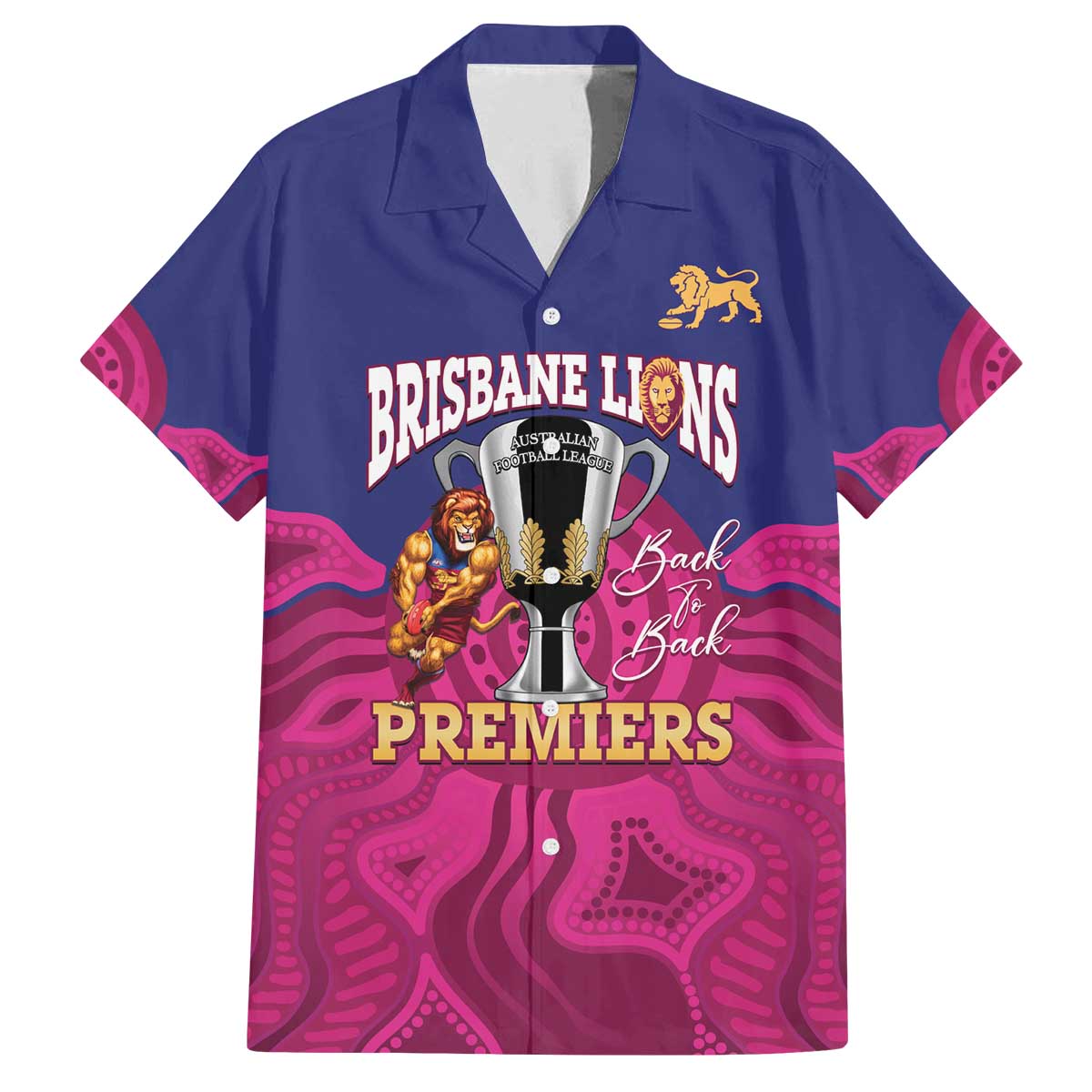 AFL Lions Football Custom Family Matching Off The Shoulder Long Sleeve Dress and Hawaiian Shirt Brisbane Premiers Back To Back Proud - Vibe Hoodie
