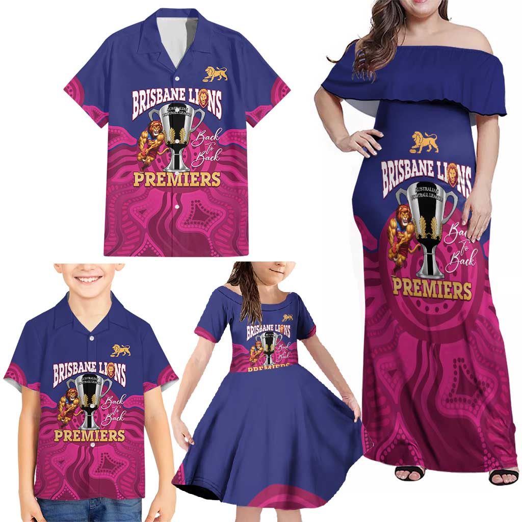 AFL Lions Football Custom Family Matching Off Shoulder Maxi Dress and Hawaiian Shirt Brisbane Premiers Back To Back Proud - Vibe Hoodie