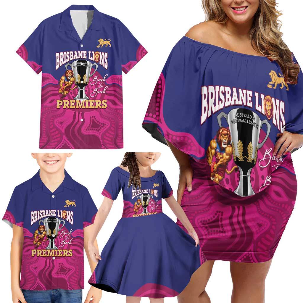 AFL Lions Football Custom Family Matching Off Shoulder Short Dress and Hawaiian Shirt Brisbane Premiers Back To Back Proud - Vibe Hoodie