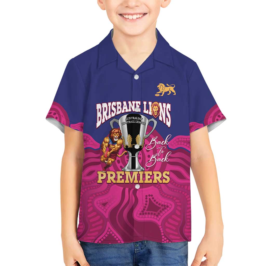 AFL Lions Football Custom Family Matching Off Shoulder Short Dress and Hawaiian Shirt Brisbane Premiers Back To Back Proud - Vibe Hoodie