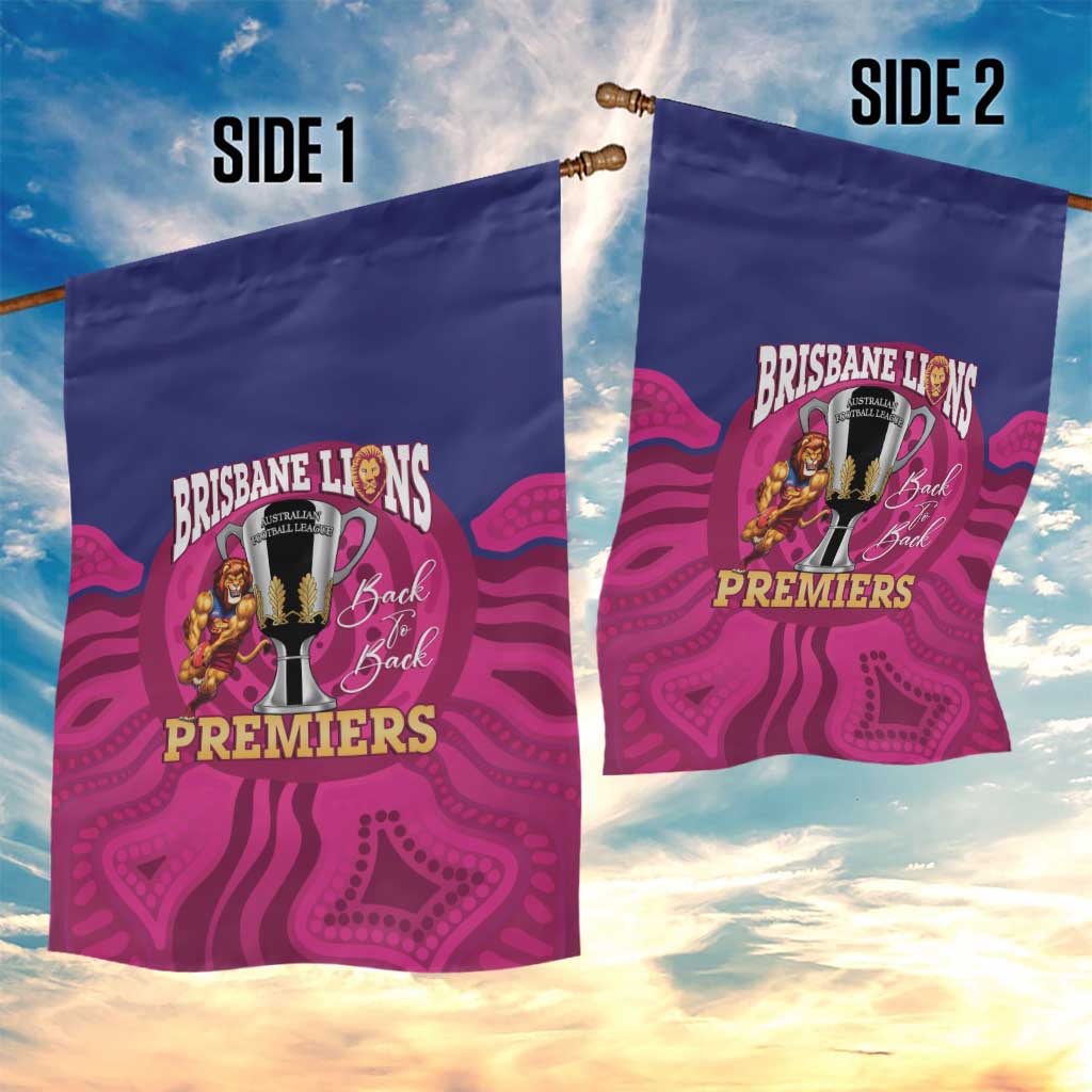 AFL Lions Football Garden Flag Brisbane Premiers Back To Back Proud - Vibe Hoodie