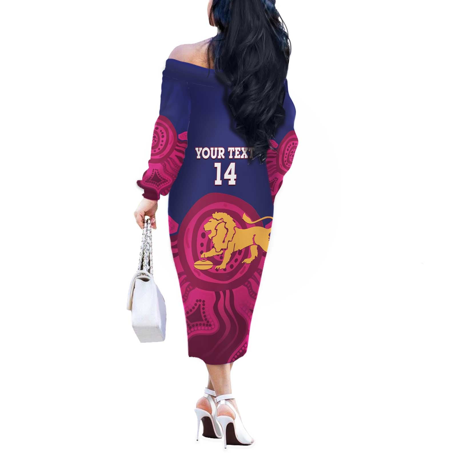 AFL Lions Football Custom Off The Shoulder Long Sleeve Dress Brisbane Premiers Back To Back Proud - Vibe Hoodie