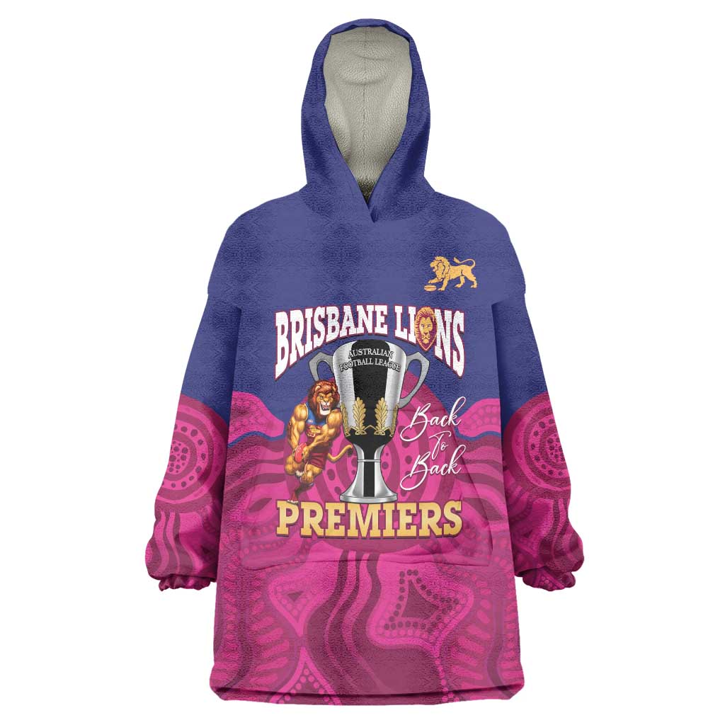 AFL Lions Football Custom Wearable Blanket Hoodie Brisbane Premiers Back To Back Proud - Vibe Hoodie