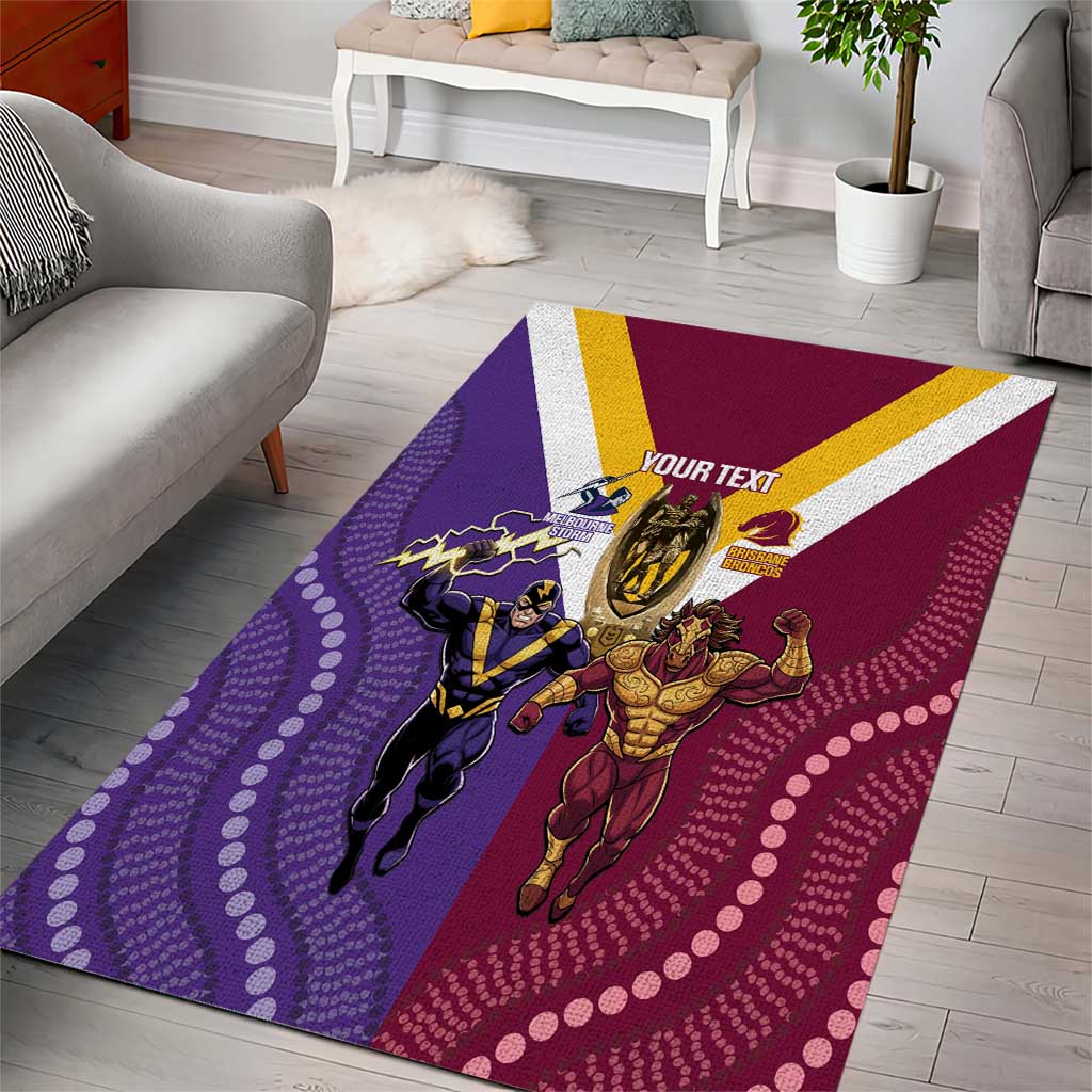 Storm And Broncos Rugby Custom Area Rug Melbourne Brisbane Final Together Mascots Style - Vibe Hoodie