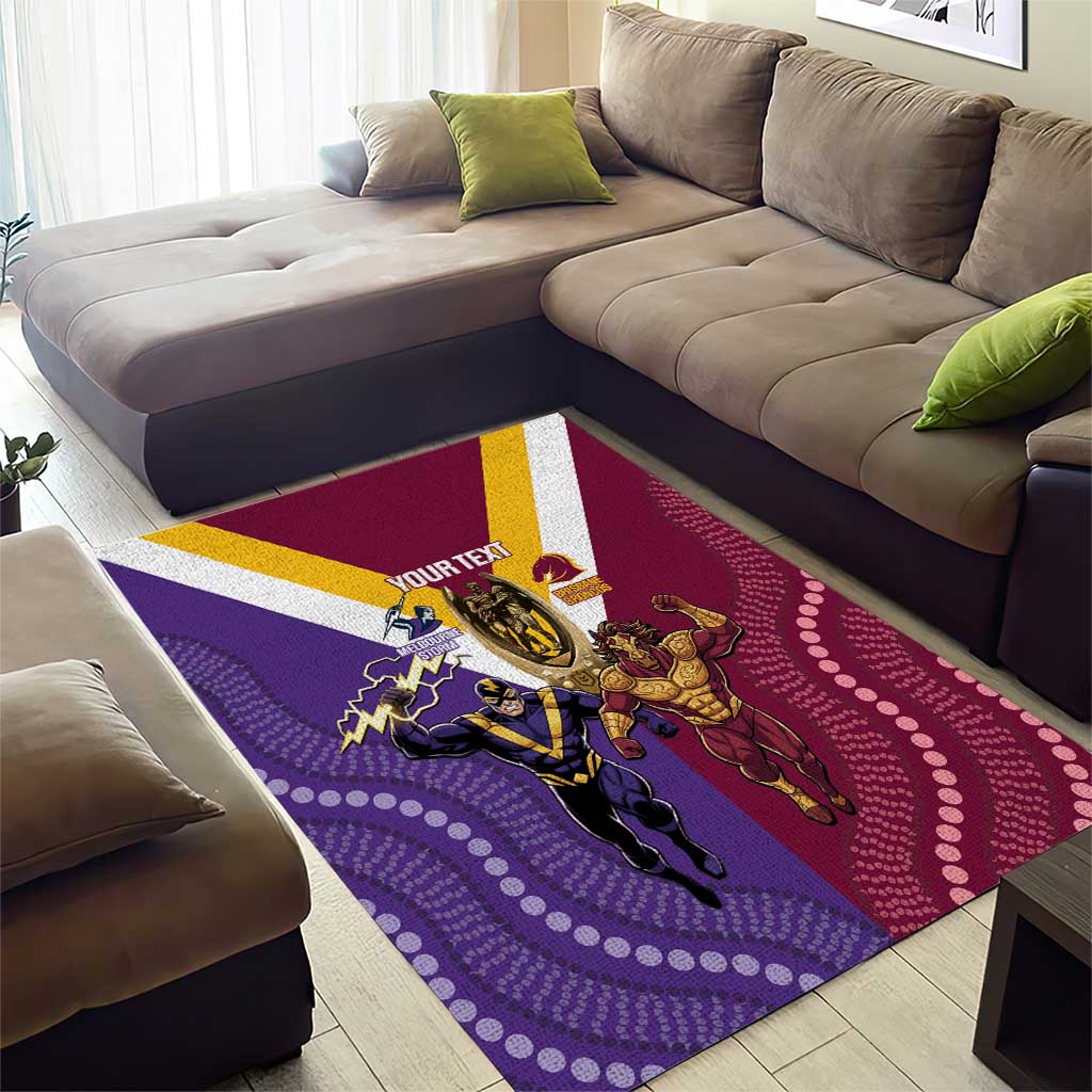 Storm And Broncos Rugby Custom Area Rug Melbourne Brisbane Final Together Mascots Style - Vibe Hoodie