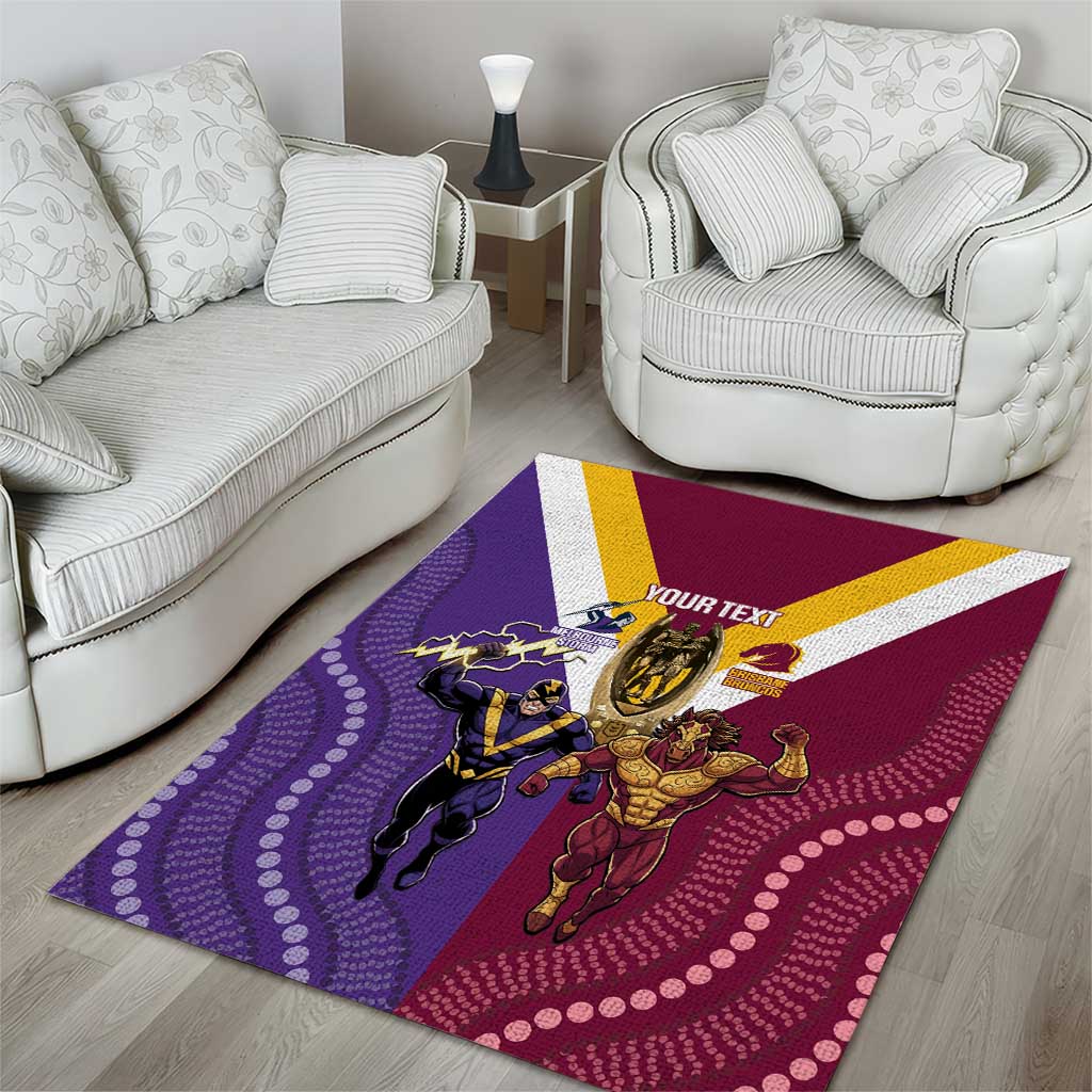 Storm And Broncos Rugby Custom Area Rug Melbourne Brisbane Final Together Mascots Style - Vibe Hoodie