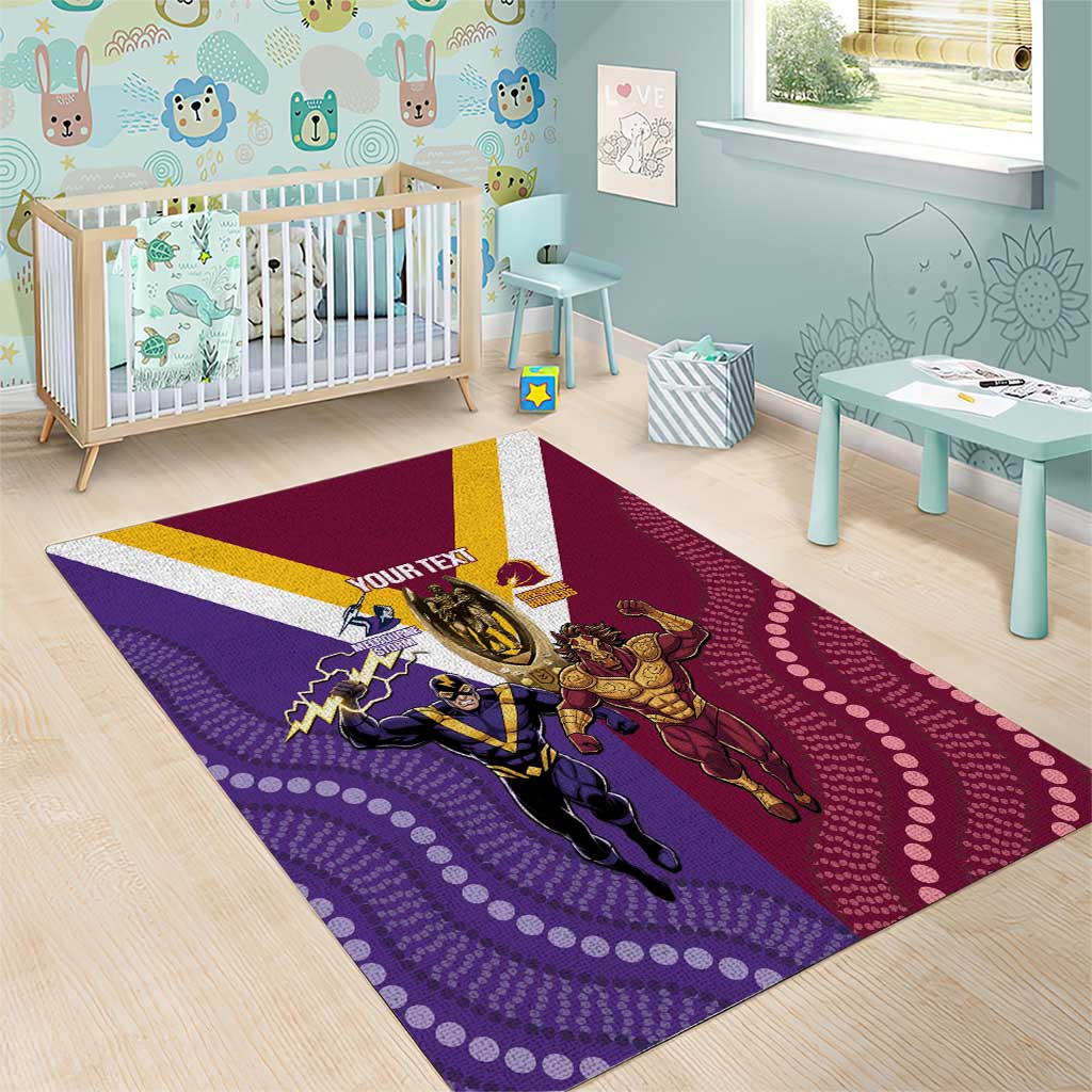 Storm And Broncos Rugby Custom Area Rug Melbourne Brisbane Final Together Mascots Style - Vibe Hoodie