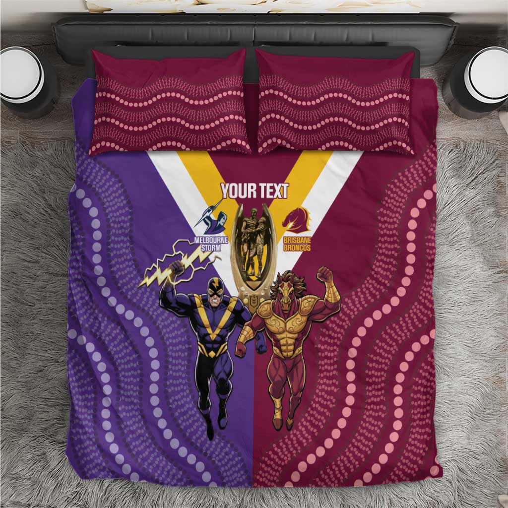 Storm And Broncos Rugby Custom Bedding Set Melbourne Brisbane Final Together Mascots Style - Vibe Hoodie