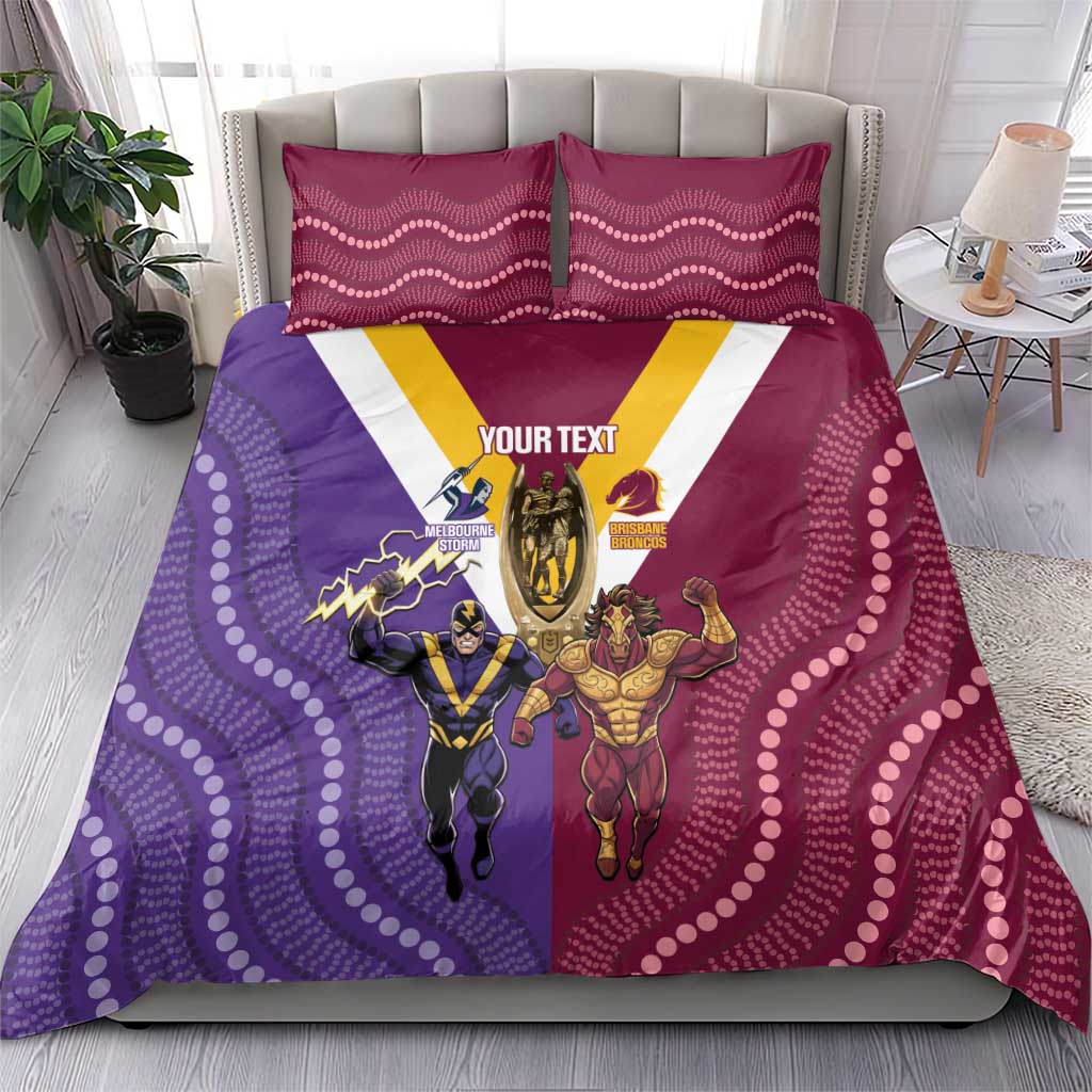 Storm And Broncos Rugby Custom Bedding Set Melbourne Brisbane Final Together Mascots Style - Vibe Hoodie