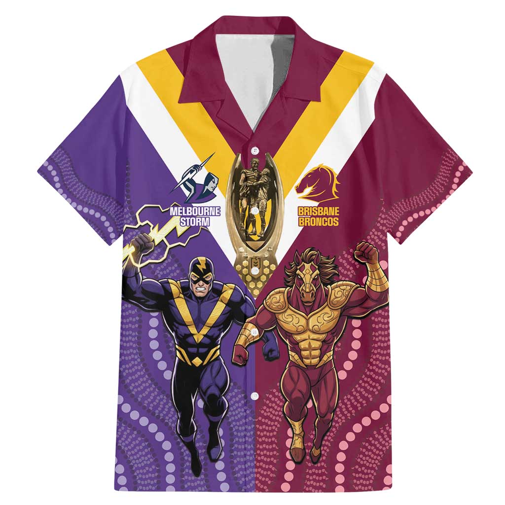 Storm And Broncos Rugby Custom Family Matching Mermaid Dress and Hawaiian Shirt Melbourne Brisbane Final Together Mascots Style - Vibe Hoodie