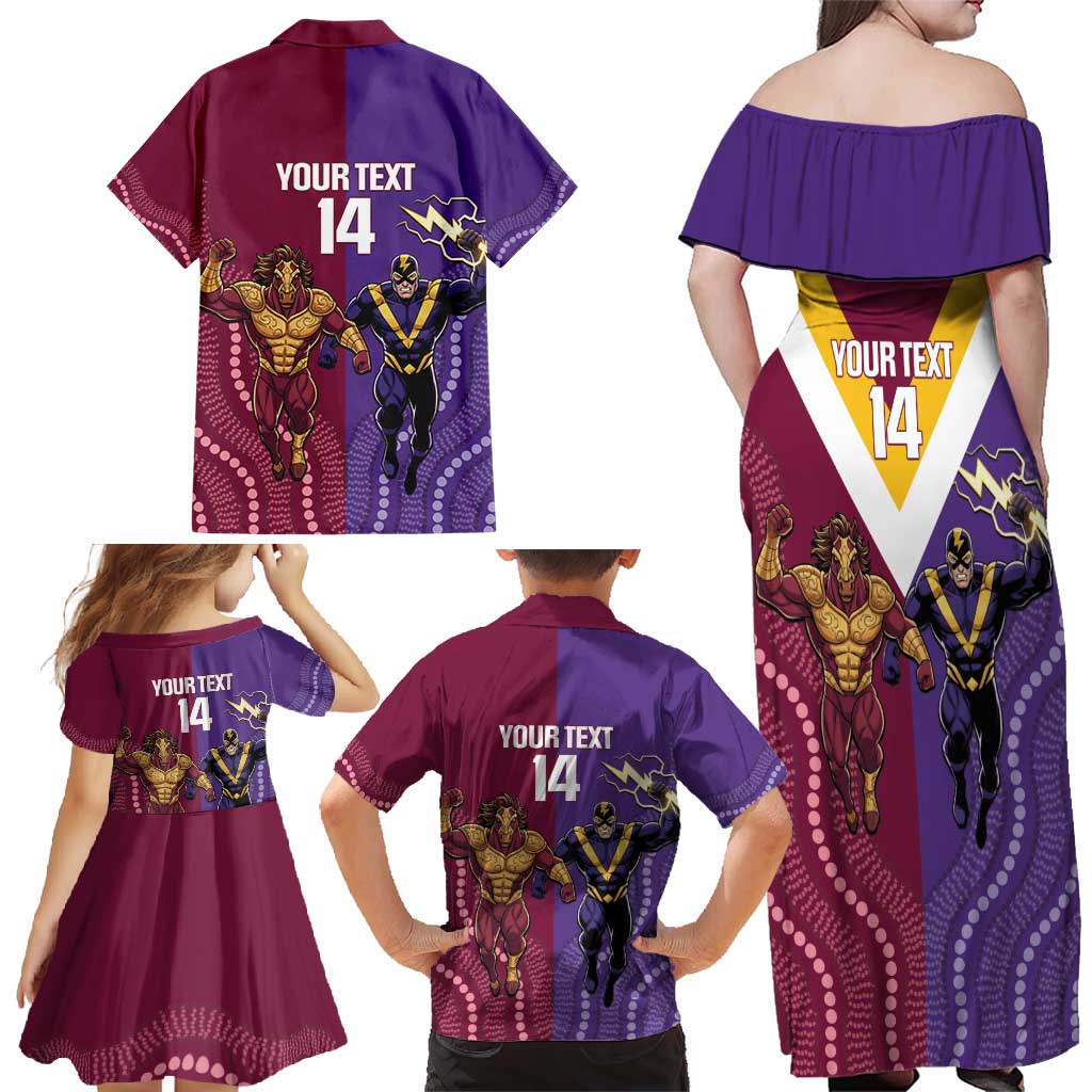 Storm And Broncos Rugby Custom Family Matching Off Shoulder Maxi Dress and Hawaiian Shirt Melbourne Brisbane Final Together Mascots Style - Vibe Hoodie