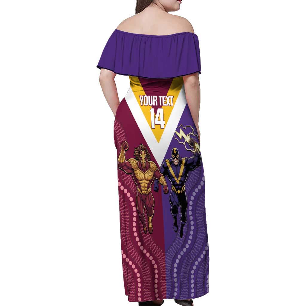 Storm And Broncos Rugby Custom Family Matching Off Shoulder Maxi Dress and Hawaiian Shirt Melbourne Brisbane Final Together Mascots Style - Vibe Hoodie