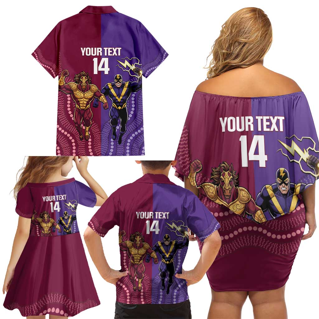 Storm And Broncos Rugby Custom Family Matching Off Shoulder Short Dress and Hawaiian Shirt Melbourne Brisbane Final Together Mascots Style - Vibe Hoodie