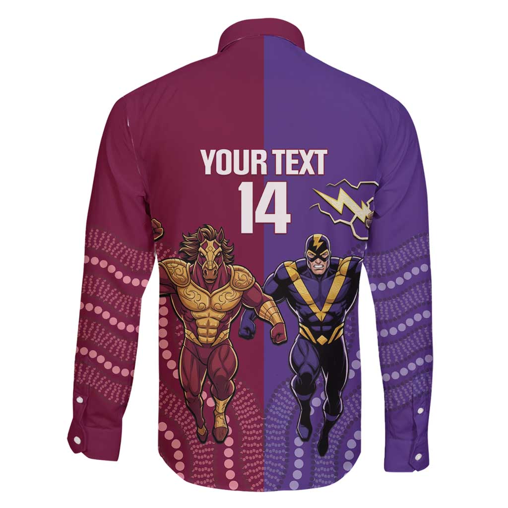 Storm And Broncos Rugby Custom Family Matching Off Shoulder Short Dress and Hawaiian Shirt Melbourne Brisbane Final Together Mascots Style - Vibe Hoodie