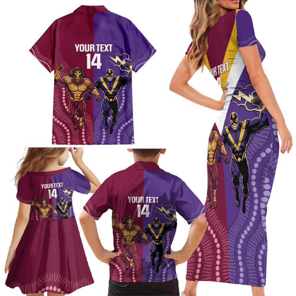 Storm And Broncos Rugby Custom Family Matching Short Sleeve Bodycon Dress and Hawaiian Shirt Melbourne Brisbane Final Together Mascots Style - Vibe Hoodie
