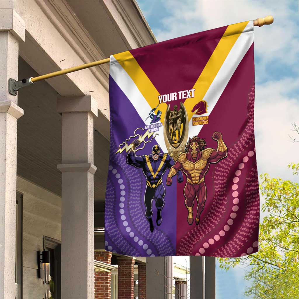 Storm And Broncos Rugby Custom Garden Flag Melbourne Brisbane Final Together Mascots Style - Vibe Hoodie