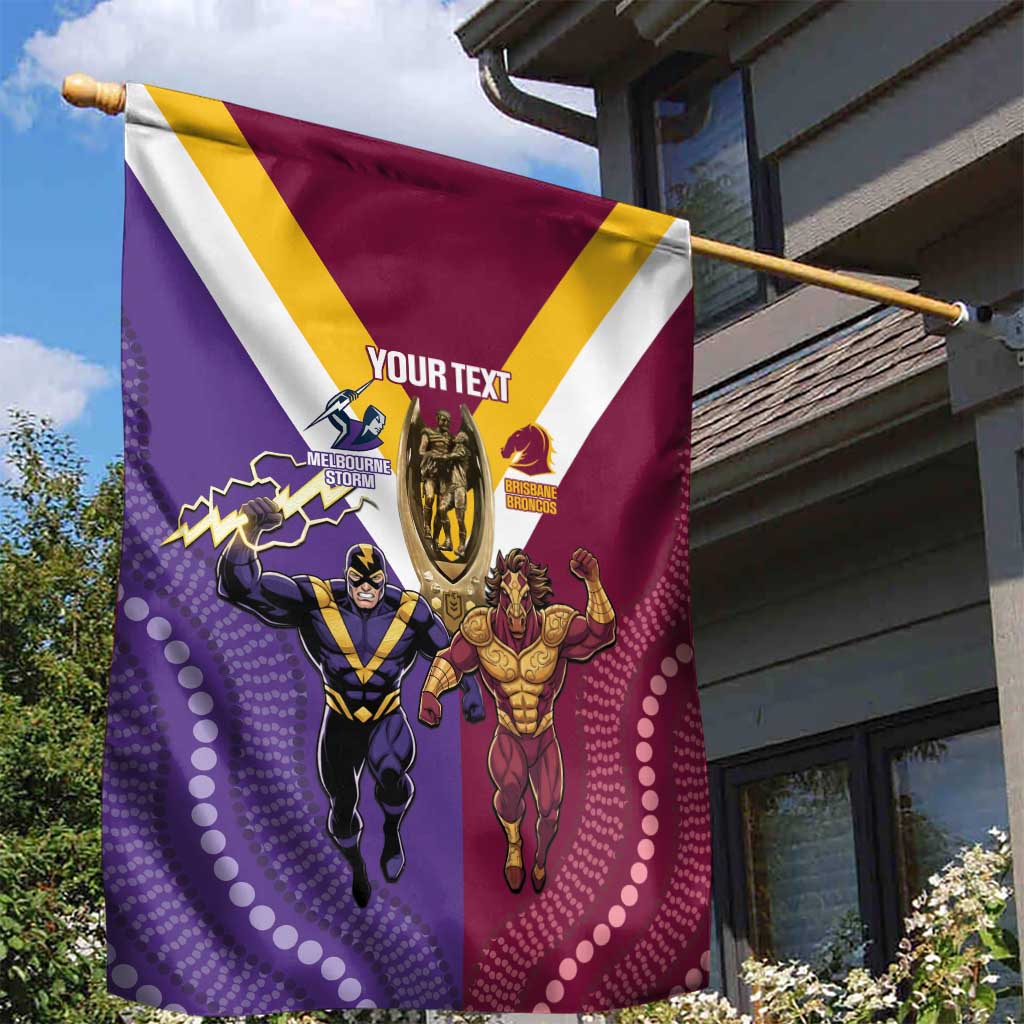 Storm And Broncos Rugby Custom Garden Flag Melbourne Brisbane Final Together Mascots Style - Vibe Hoodie