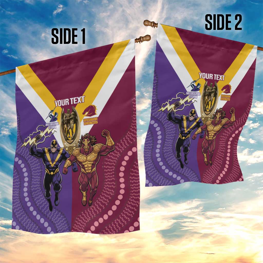 Storm And Broncos Rugby Custom Garden Flag Melbourne Brisbane Final Together Mascots Style - Vibe Hoodie