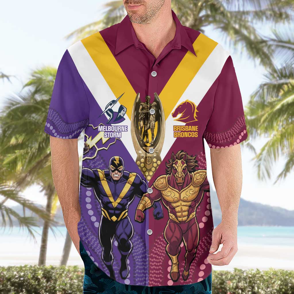 Storm And Broncos Rugby Custom Hawaiian Shirt Melbourne Brisbane Final Together Mascots Style - Vibe Hoodie