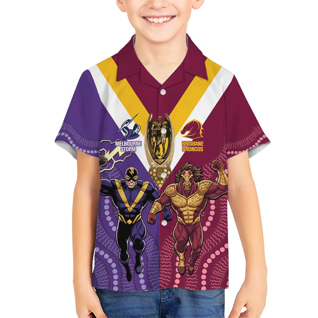 Storm And Broncos Rugby Custom Hawaiian Shirt Melbourne Brisbane Final Together Mascots Style - Vibe Hoodie