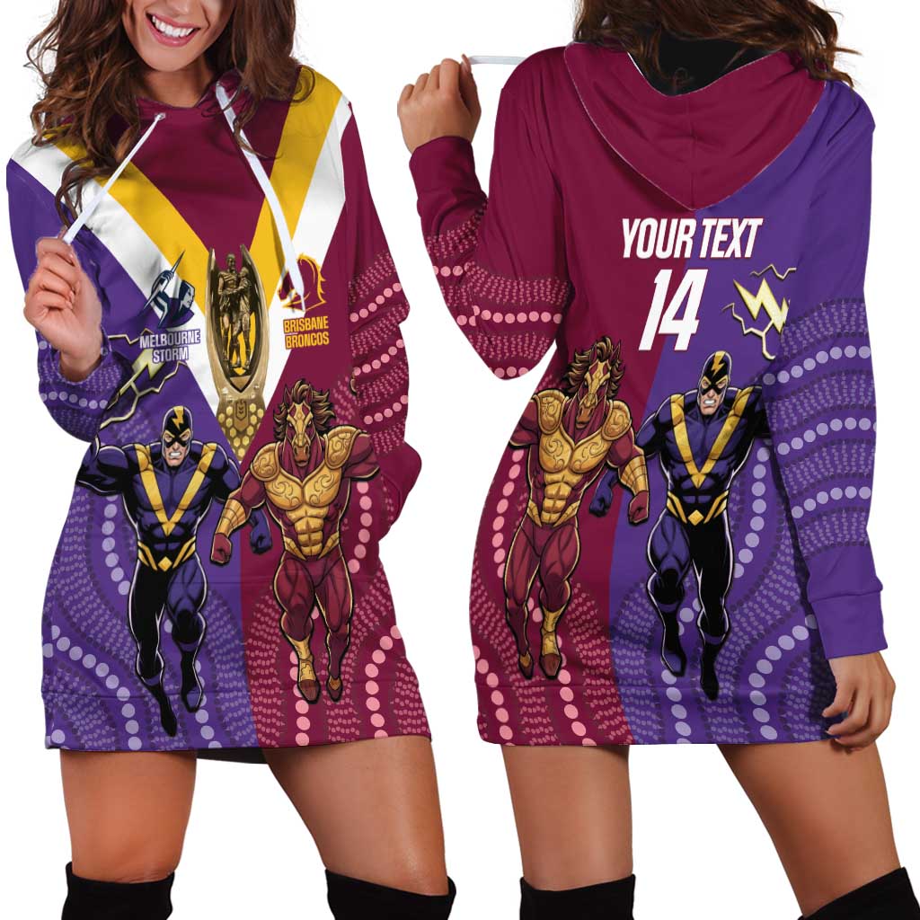 Storm And Broncos Rugby Custom Hoodie Dress Melbourne Brisbane Final Together Mascots Style - Vibe Hoodie